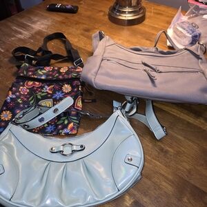 Stylish Gray and Blue Women's Handbag Set